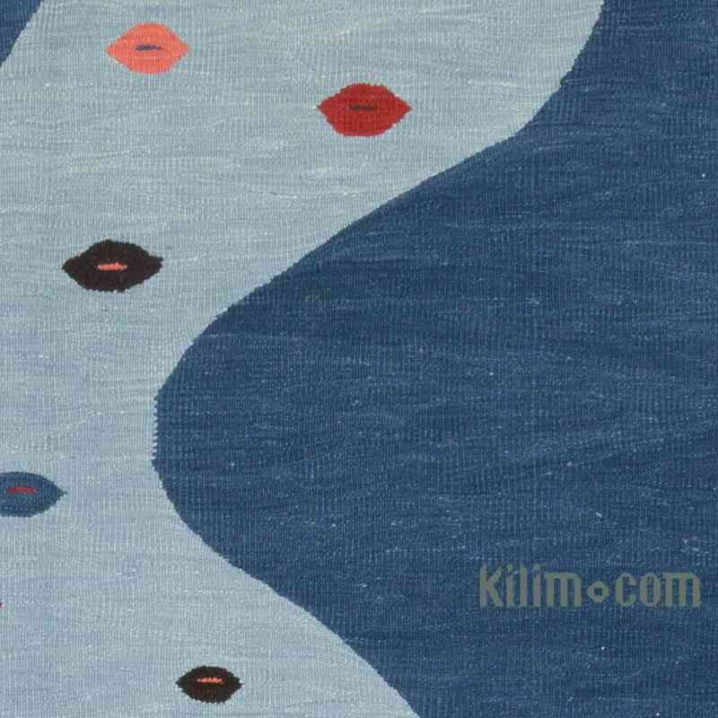 Blue New Handwoven Turkish Kilim Rug - 6'  x 7' 11" (72 in. x 95 in.) - K0061506