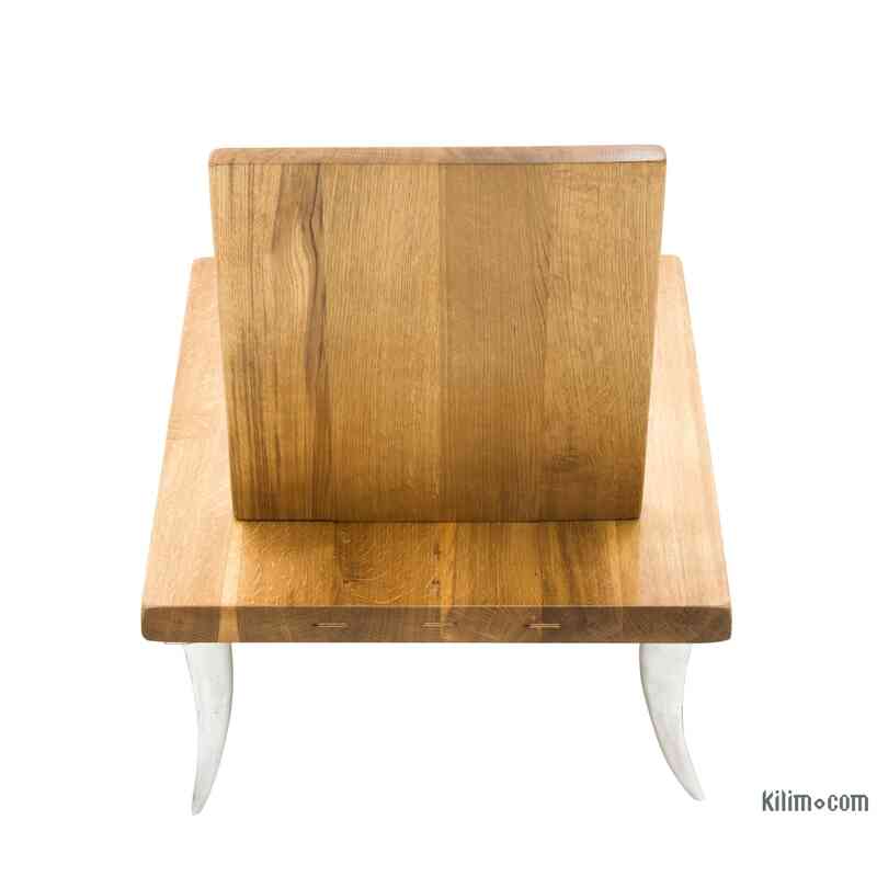 Designer Oak Chair with Cast Aluminum Legs - K0061523