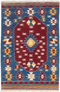 New Handwoven Turkish Kilim Rug - 4' 1" x 6'  (49" x 72")
