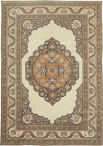 Bej El Dokuma Vintage İran Halısı - 272 cm x 384 cm