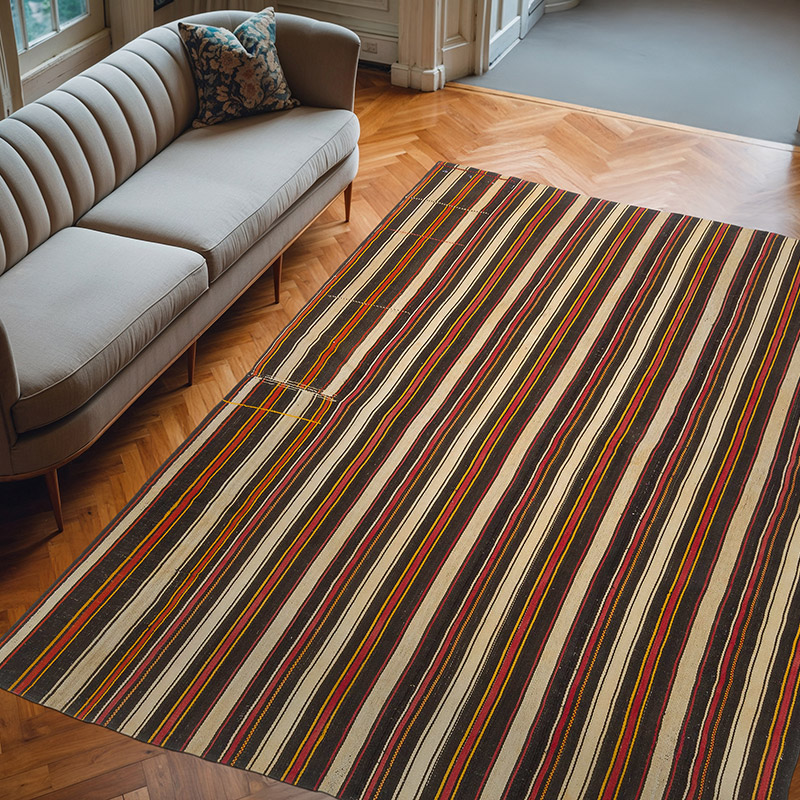 Vintage Turkish Flatweave - 7' 5" x 9' 11" (89" x 119") - K0061908