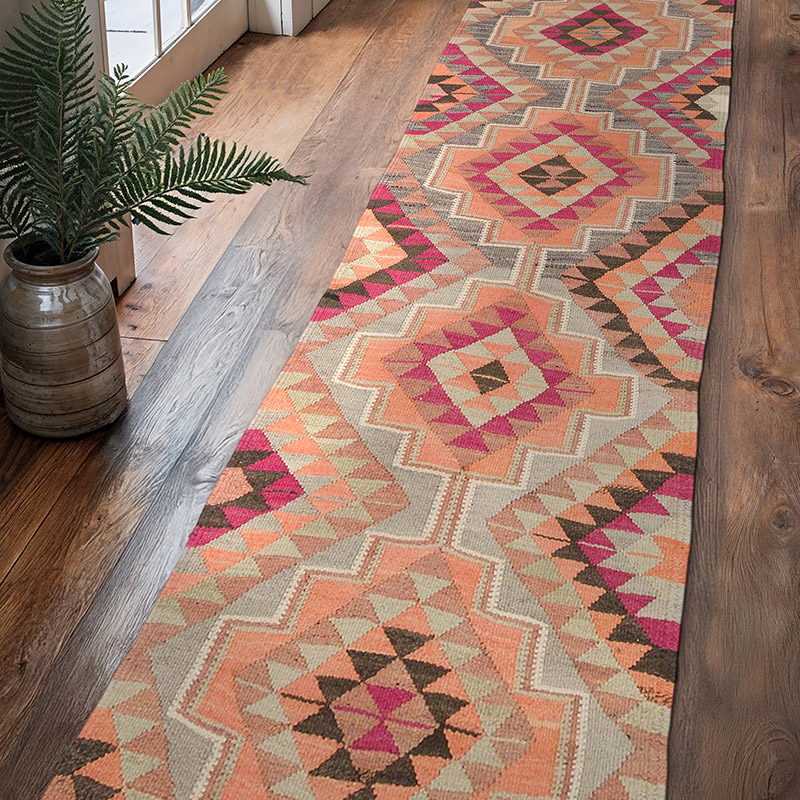Vintage Tribal Kilim Runner - 3' 1" x 11' 10" (37" x 142") - K0061997