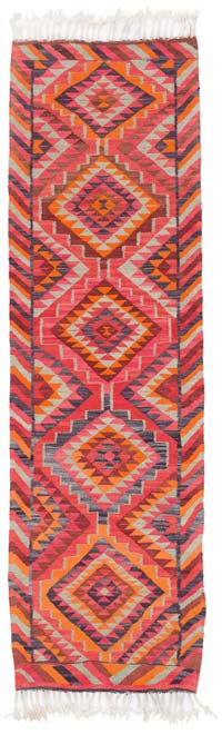 Vintage Tribal Kilim Runner - 3' 5" x 11' 4" (41" x 136")