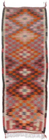 Vintage Tribal Kilim Runner - 3' 7" x 9' 11" (43" x 119")