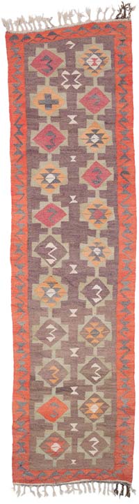Vintage Tribal Kilim Runner - 3' 2" x 11' 7" (38" x 139")