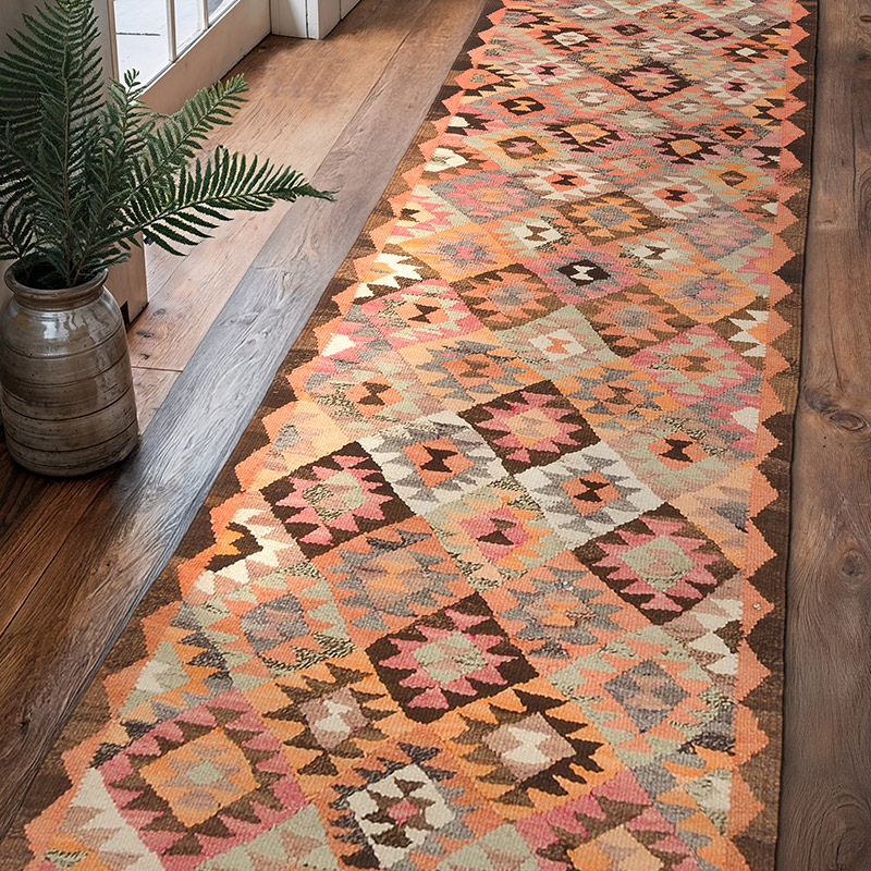 Alfombra Kilim Tribal Vintage - 95 cm x 308 cm - K0062029