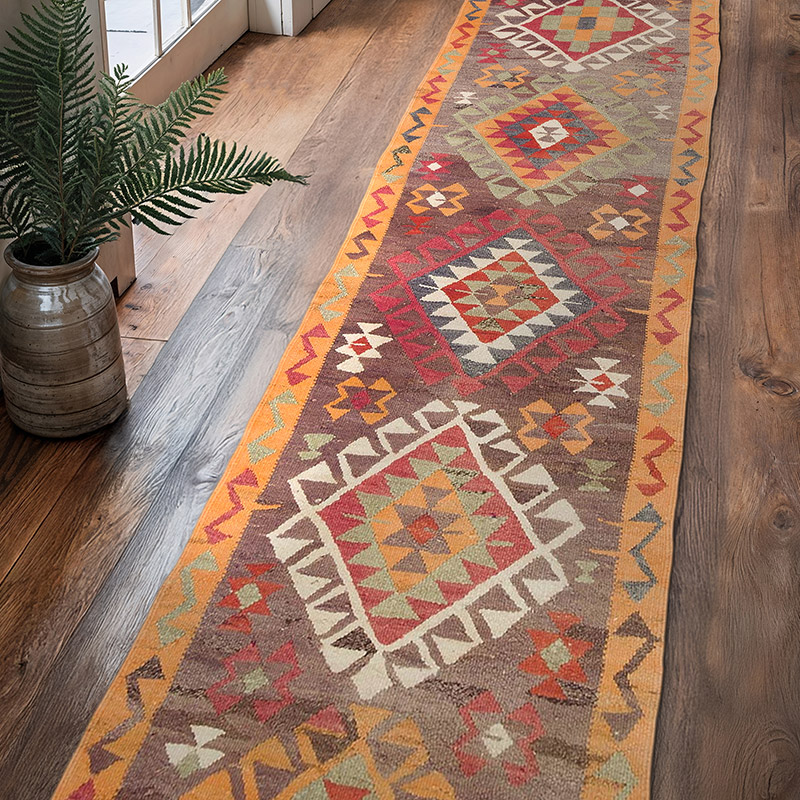 Vintage Tribal Kilim Runner - 3' 2" x 12' 6" (38" x 150") - K0062030