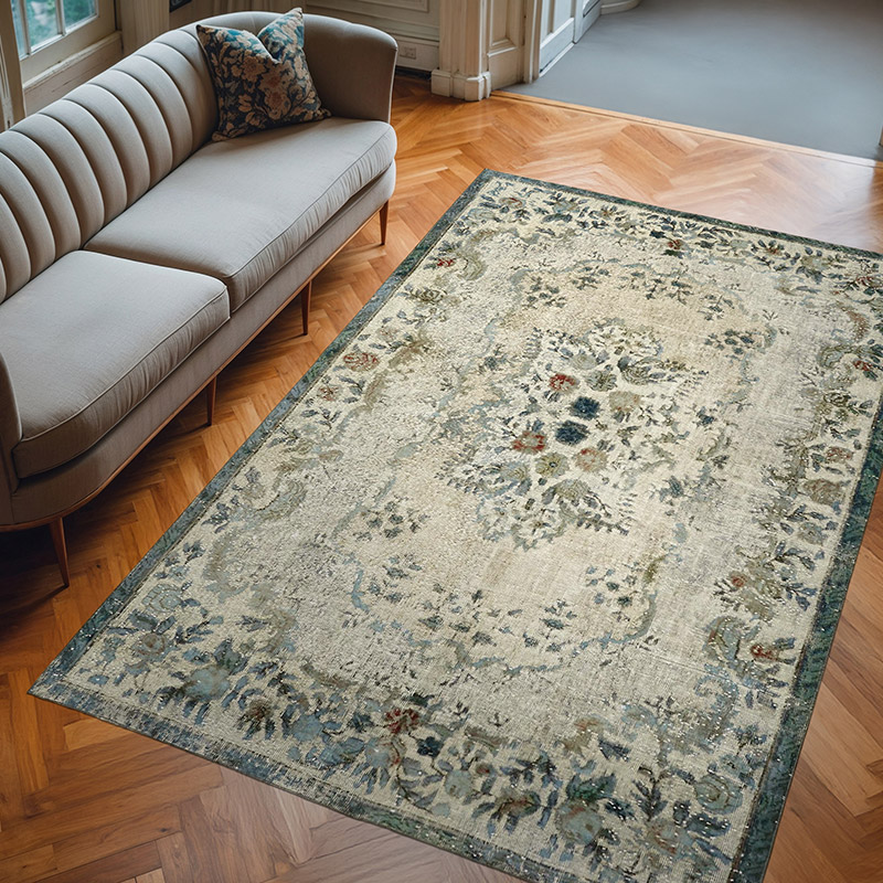 Alfombra Tallada a Mano Sobre Teñida - 187 cm x 277 cm - K0062383