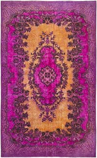 Pembe El Oyması Boyalı Halı - 186 cm x 296 cm