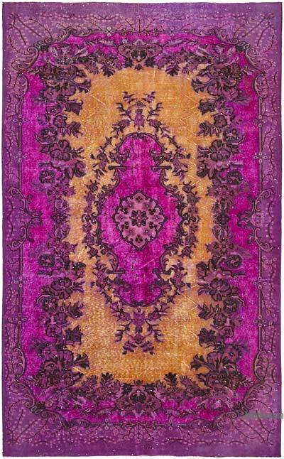 Pink Hand Carved Over-Dyed Rug - 6' 1" x 9' 9" (73 in. x 117 in.)