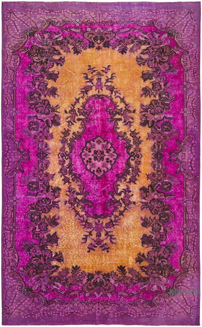 Pembe El Oyması Boyalı Halı - 186 cm x 296 cm - K0062392