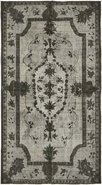 Gri El Oyması Boyalı Halı - 166 cm x 300 cm