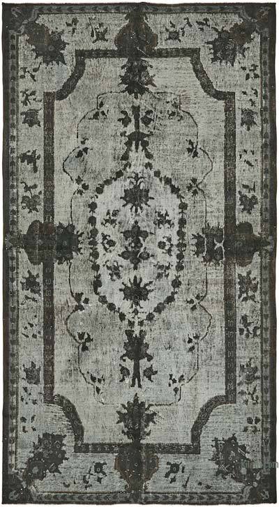 Grey Hand Carved Over-Dyed Rug - 5' 5" x 9' 10" (65 in. x 118 in.)