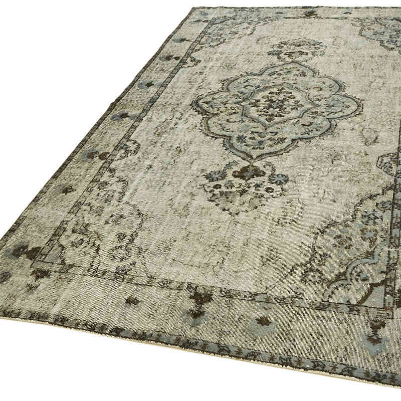 Blue Hand Carved Over-Dyed Rug - 6' 4" x 9' 7" (76 in. x 115 in.) - K0062464