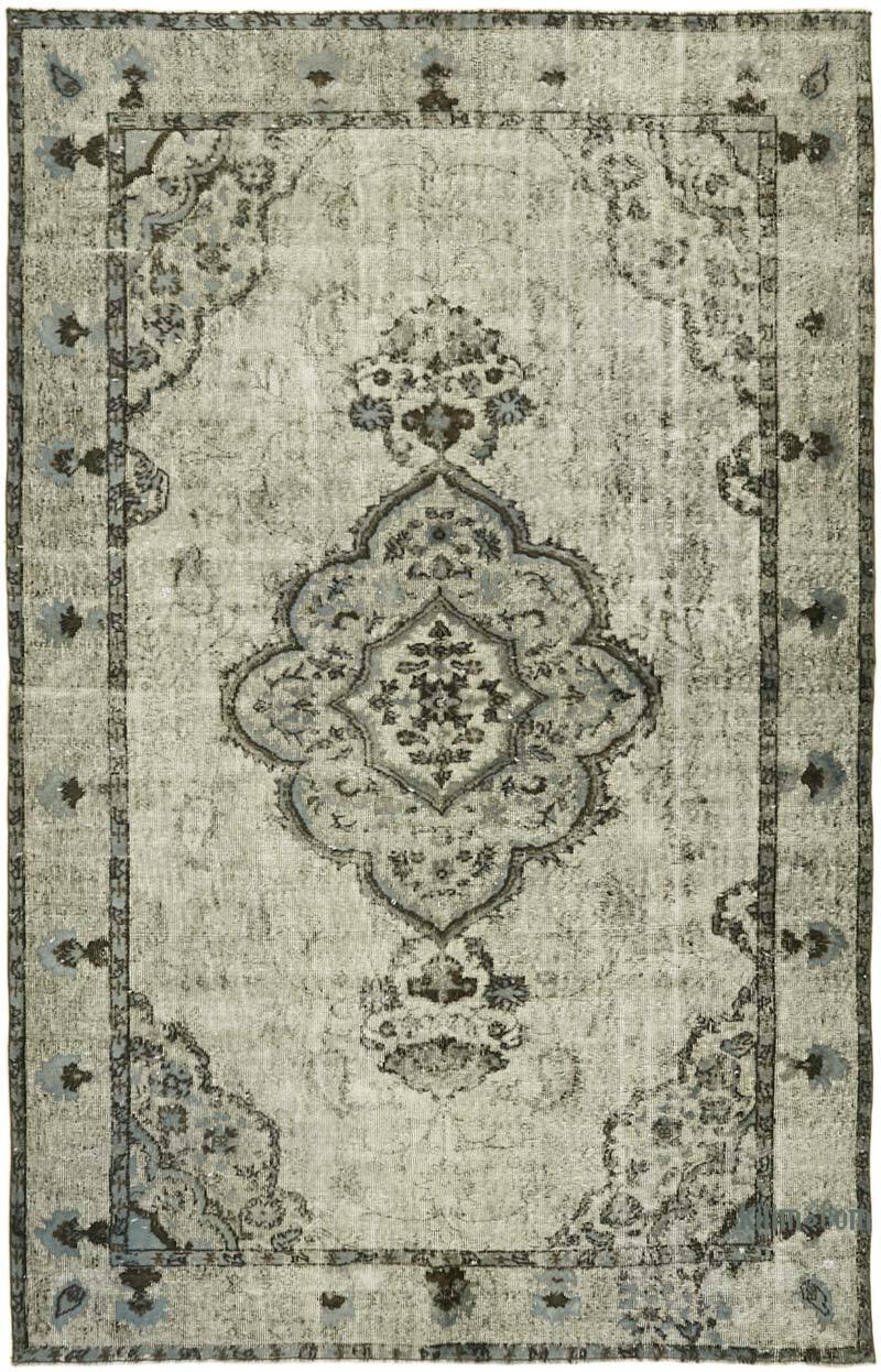Blue Hand Carved Over-Dyed Rug - 6' 4" x 9' 7" (76 in. x 115 in.) - K0062464