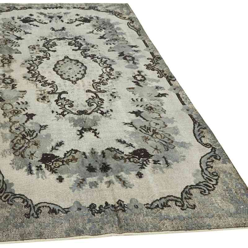 Grey Hand Carved Over-Dyed Rug - 5' 8" x 9' 6" (68 in. x 114 in.) - K0062468