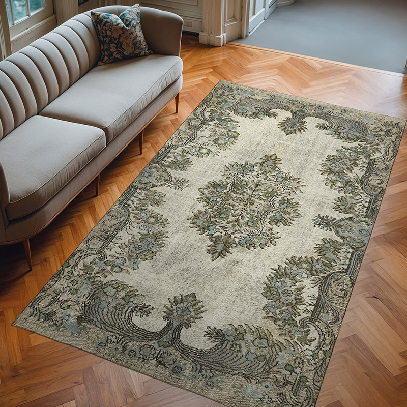 Gris Alfombra Tallada a Mano Sobre Teñida - 177 cm x 291 cm - K0062480