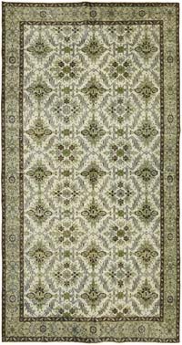 Mavi El Oyması Boyalı Halı - 163 cm x 306 cm