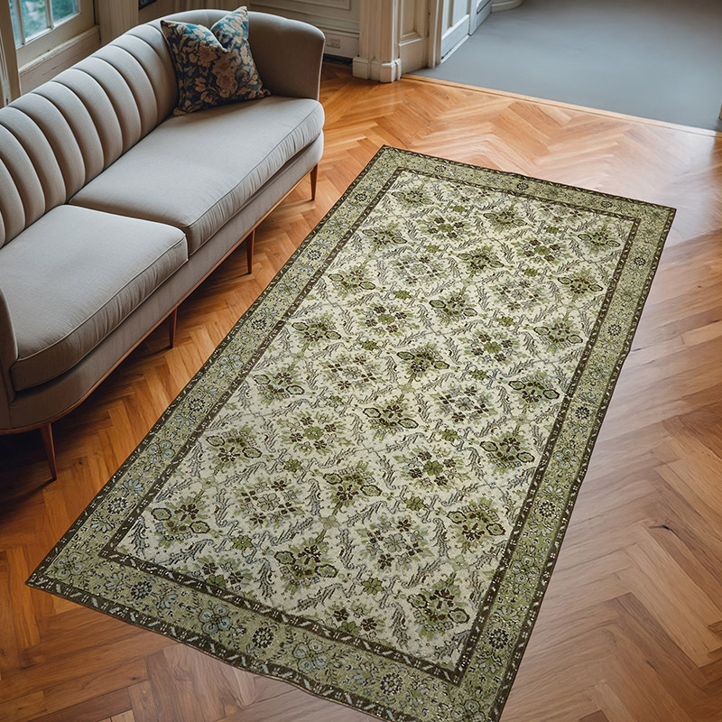 Azul Alfombra Tallada a Mano Sobre Teñida - 163 cm x 306 cm - K0062489