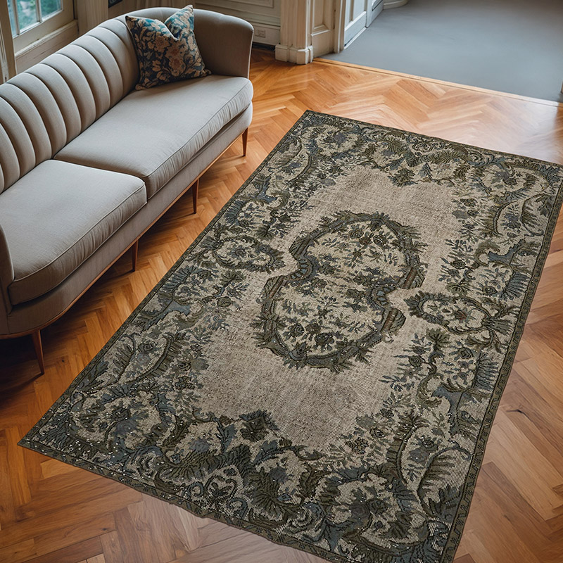 Alfombra Tallada a Mano Sobre Teñida - 190 cm x 302 cm - K0062491