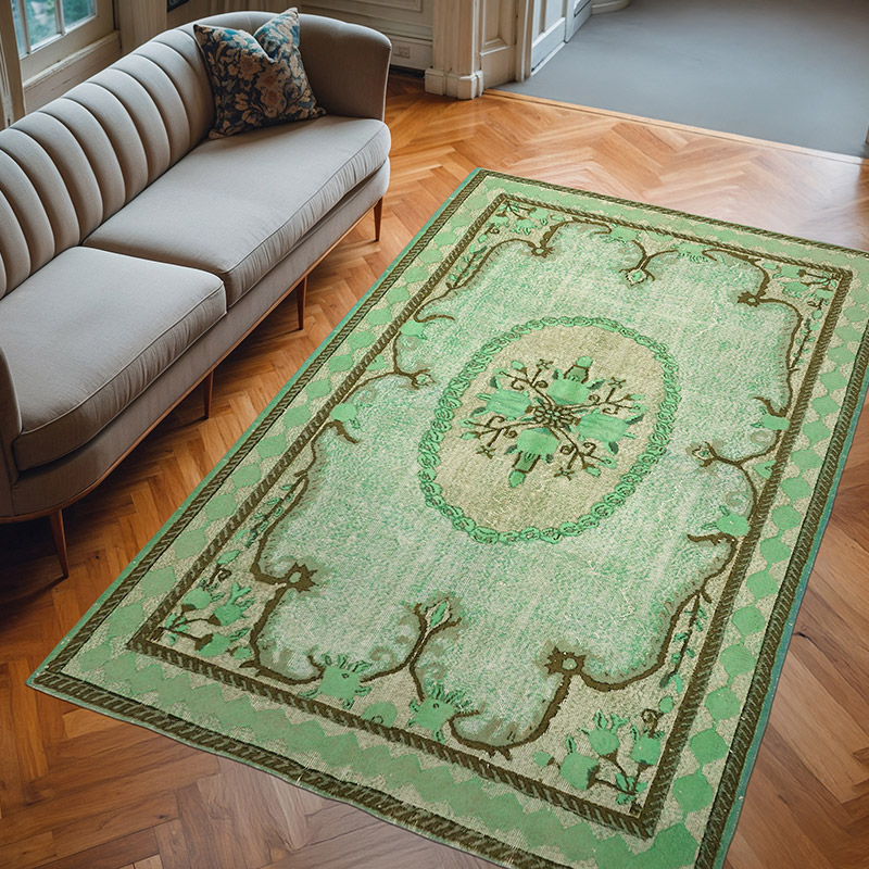 Alfombra Tallada a Mano Sobre Teñida - 205 cm x 313 cm - K0062523