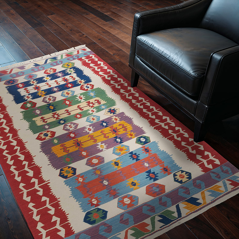 New Handwoven Turkish Kilim Rug - 4' 2" x 5' 11" (50" x 71") - K0062541