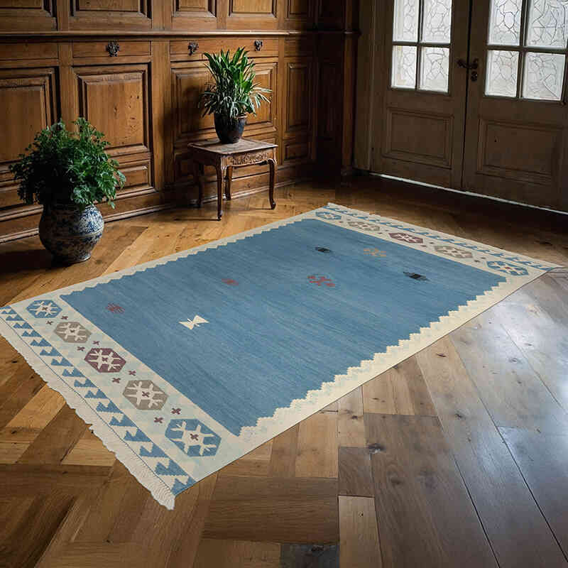 New Handwoven Turkish Kilim Rug - 5'  x 7' 8" (60" x 92") - K0062544