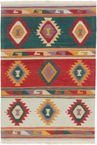 New Handwoven Turkish Kilim Rug - 4' 1" x 5' 10" (49" x 70")