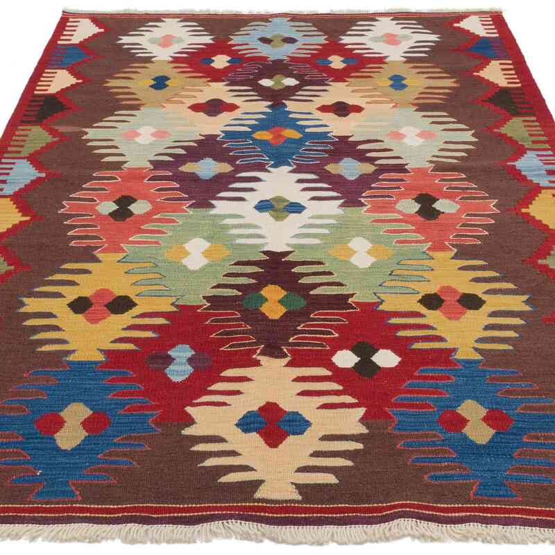 New Handwoven Turkish Kilim Rug - 4' 1" x 6' 2" (49" x 74") - K0062547