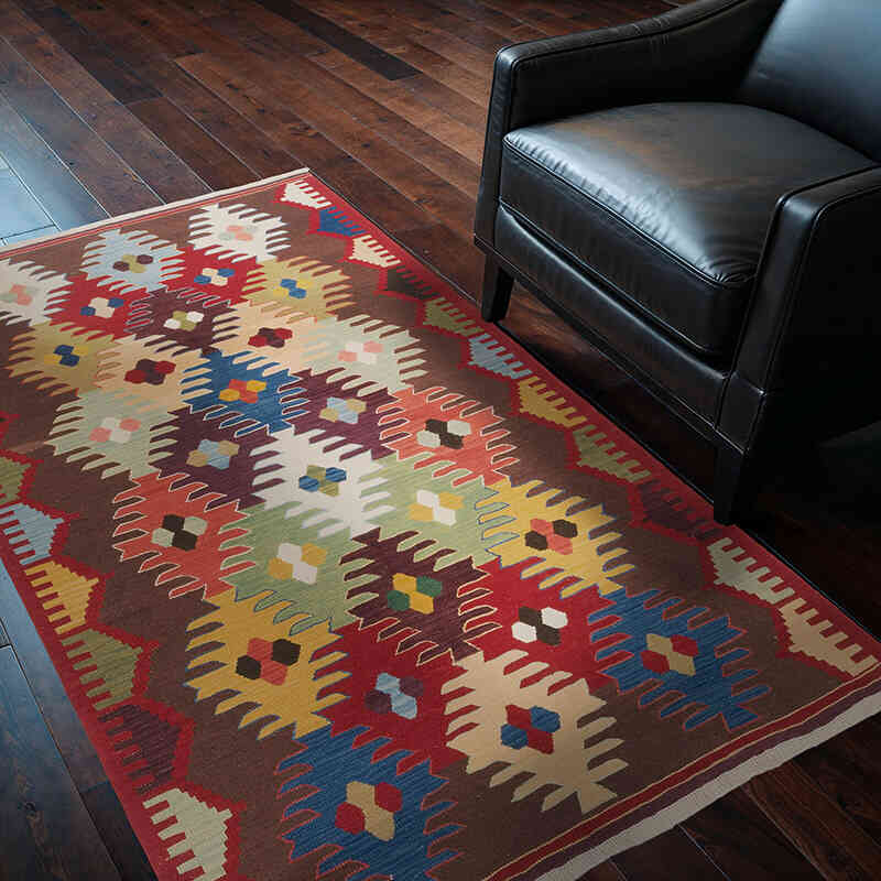 New Handwoven Turkish Kilim Rug - 4' 1" x 6' 2" (49" x 74") - K0062547