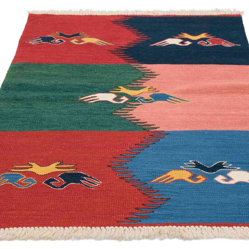 New Handwoven Turkish Kilim Rug - 3'  x 3' 11" (36" x 47") - K0062557