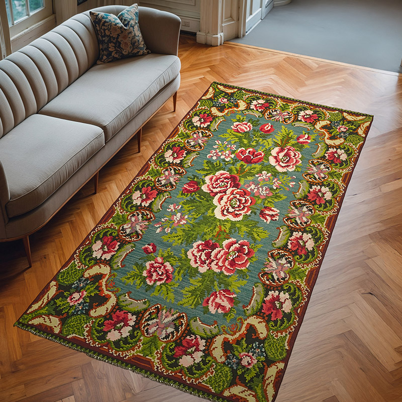 Vintage Handwoven Moldovan Kilim Rug - 5' 5" x 10' 3" (65" x 123") - K0062615