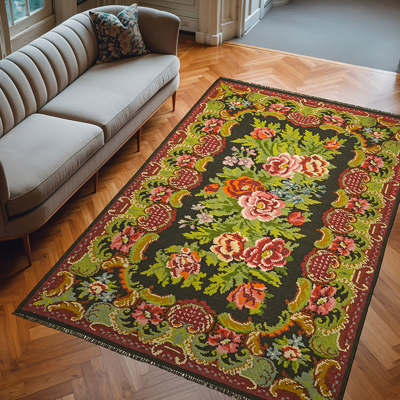 Vintage Handwoven Moldovan Kilim Rug - 6' 5" x 9' 6" (77" x 114") - K0062621