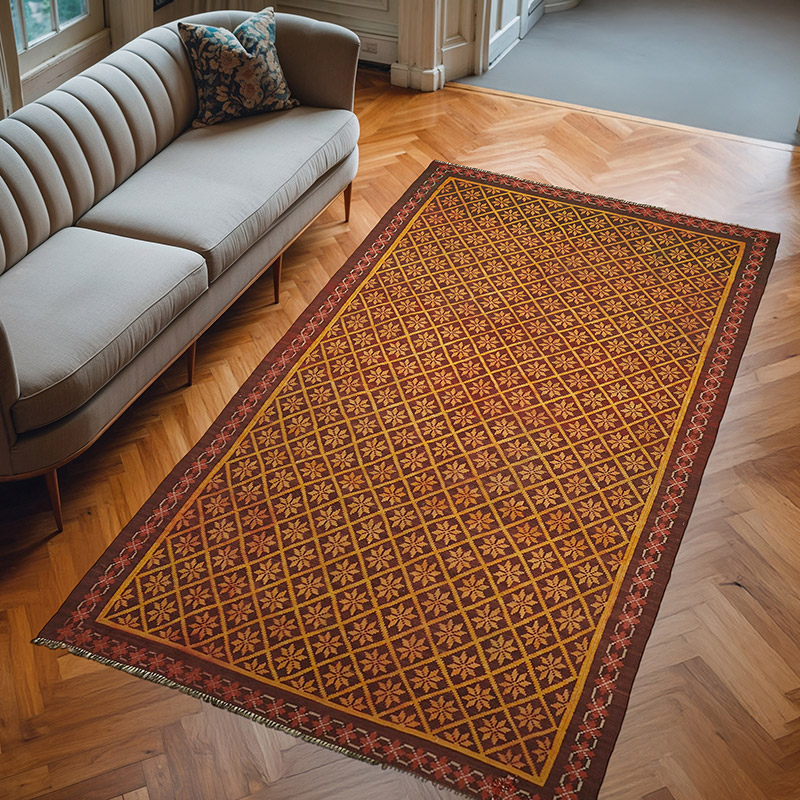 Vintage Handwoven Moldovan Kilim Rug - 5' 10" x 10' 1" (70" x 121") - K0062659