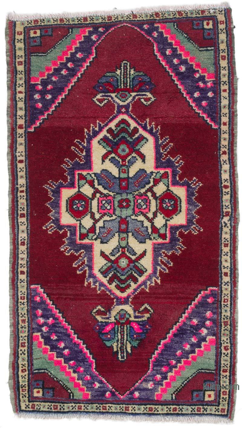 El Dokuma Vintage Halı - 56 cm x 99 cm - K0062794