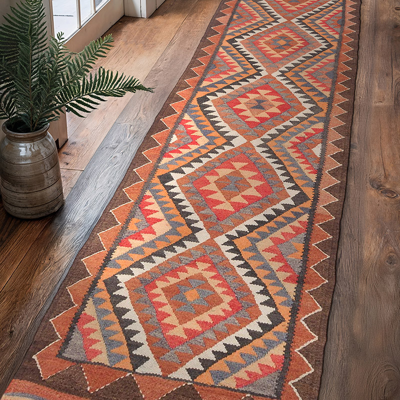 Vintage Tribal Kilim Runner - 2' 10" x 10' 8" (34" x 128") - K0062900