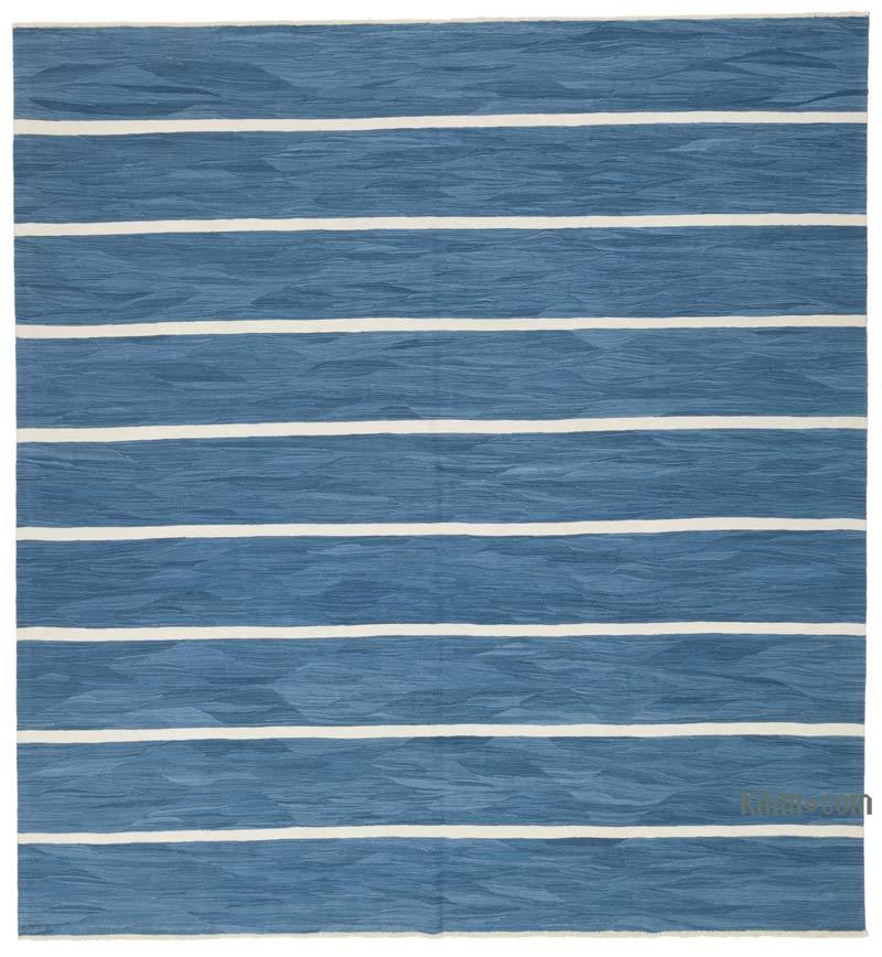 Mavi Yeni El Dokuma Çizgili Kilim - 300 cm x 320 cm - K0062928