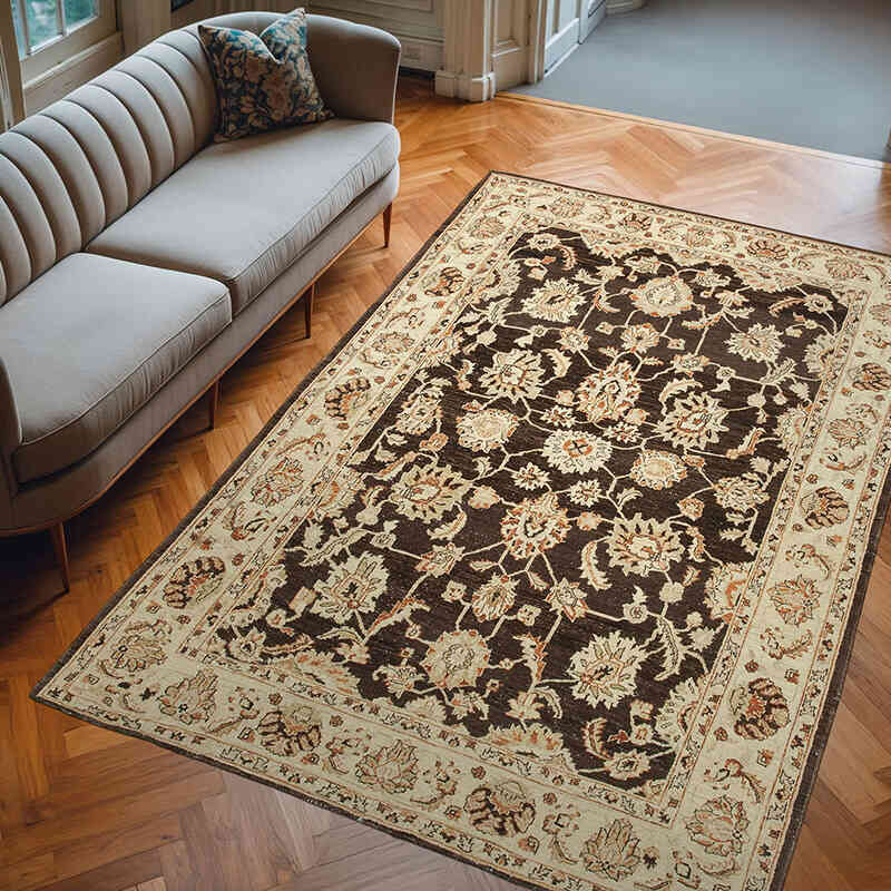 New Hand Knotted Wool Oushak Rug - 6' 2" x 9' 1" (74" x 109") - K0063174