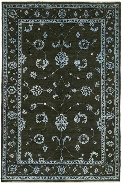 New Hand Knotted Wool Oushak Rug - 6' 2" x 9' 4" (74 in. x 112 in.)