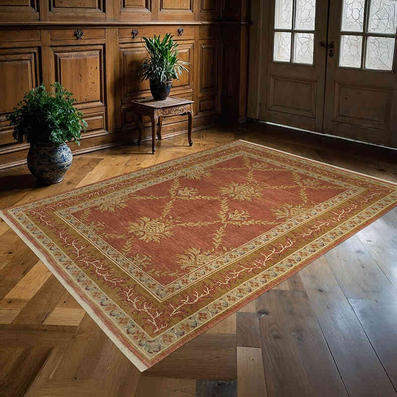 New Hand Knotted Wool Oushak Rug - 5' 9" x 7' 7" (69" x 91") - K0063247