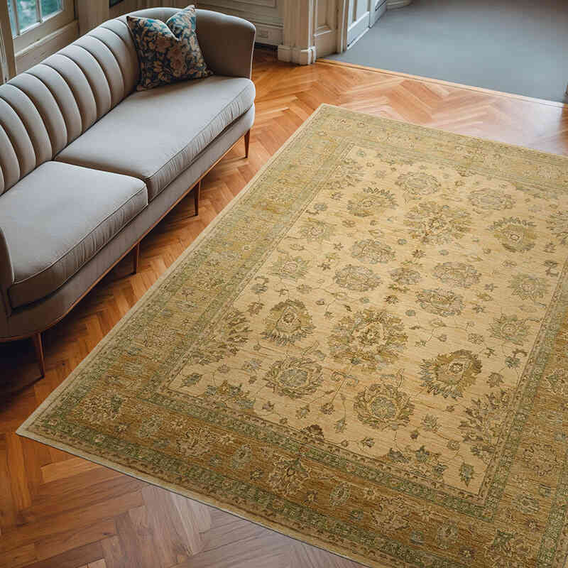 New Hand Knotted Wool Oushak Rug - 8' 2" x 10' 4" (98" x 124") - K0063263