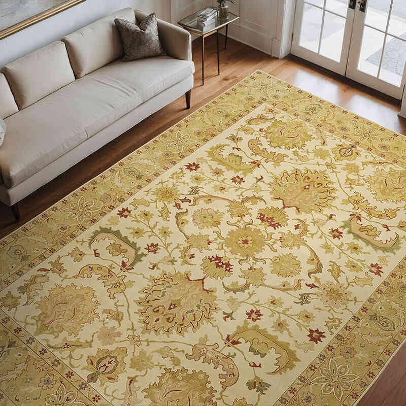 New Hand Knotted Wool Oushak Rug - 8' 11" x 11' 9" (107" x 141") - K0063307