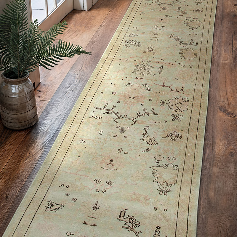 Nueva Alfombra Ushak Tejida a Mano - 86 cm x 364 cm - K0063325