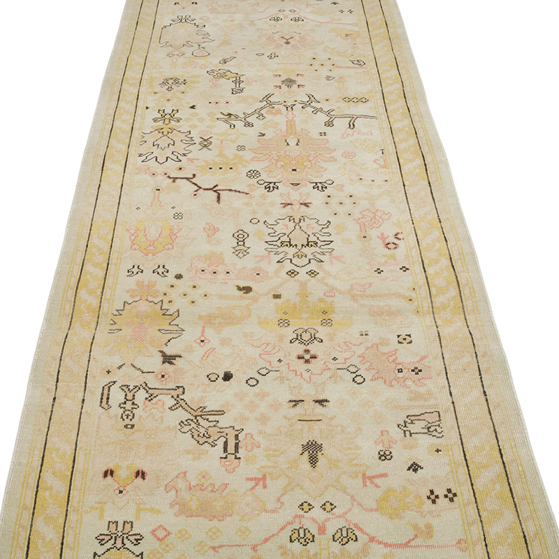 Nueva Alfombra Ushak Tejida a Mano - 90 cm x 363 cm - K0063347