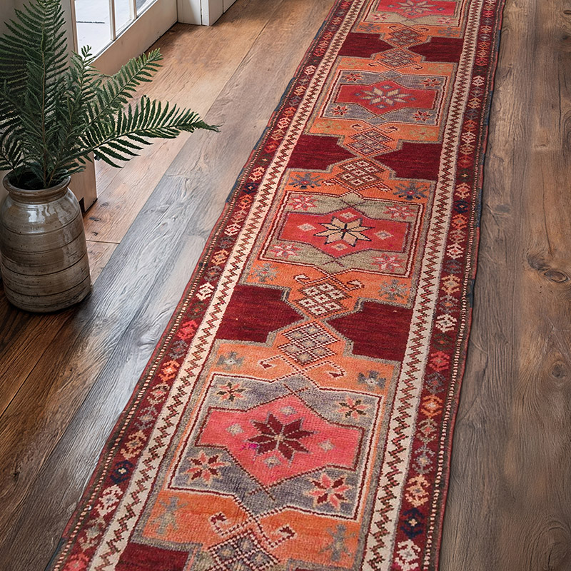 Alfombra Vintage de pasillo - 87 cm x 396 cm - K0063417