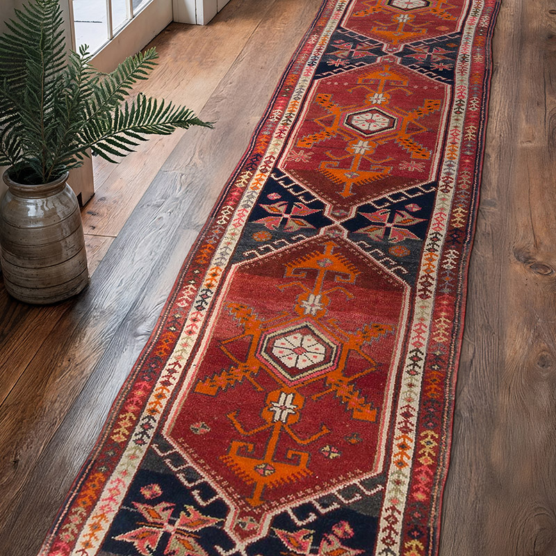 Alfombra Vintage de pasillo - 90 cm x 387 cm - K0063419