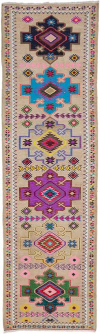 Vintage Tribal Runner Rug - 3' 1" x 10' 4" (37" x 124")