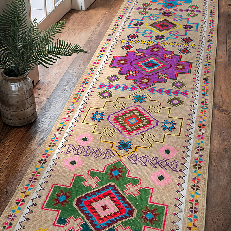 Vintage Tribal Runner Rug - 3' 1" x 10' 4" (37" x 124") - K0063420