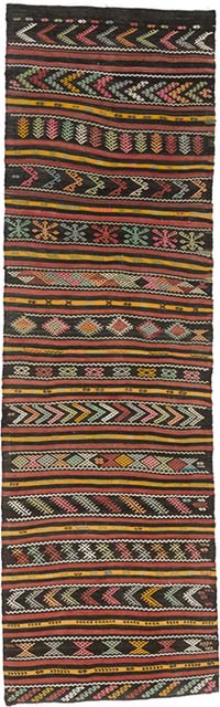 Vintage Turkish Kilim Runner - 3' 5" x 11' 1" (41" x 133")