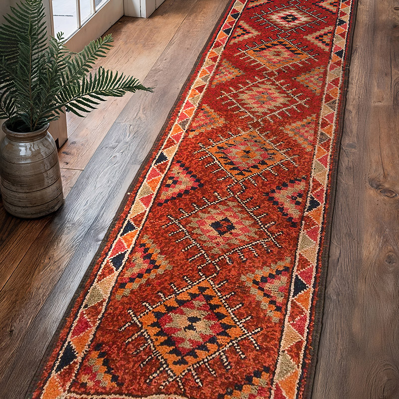Vintage Tribal Runner Rug - 3' 1" x 11' 11" (37" x 143") - K0063527